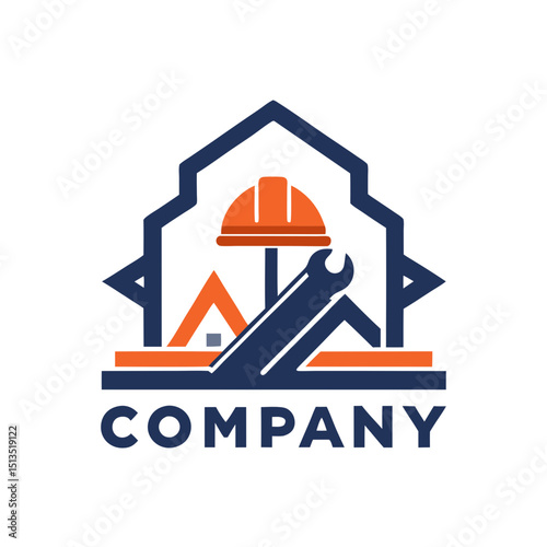 Construction and repair company logo, engineering, building and maintenance