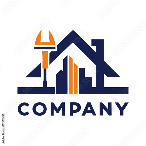 Home renovation and construction company logo design concept art