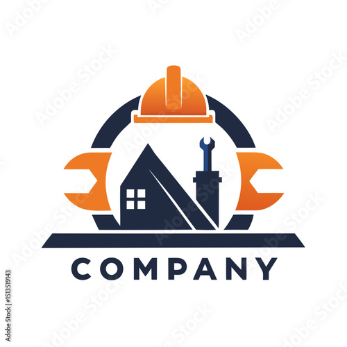 Construction and repair company logo with a house icon