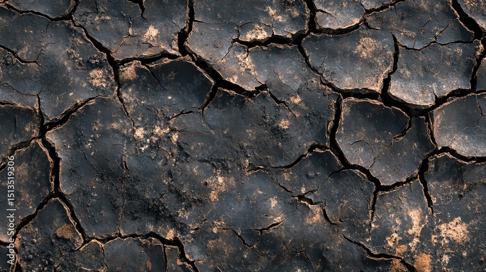 Close-up of cracked dry soil revealing the delicate patterns created by drought conditions and environmental changes. Close-up of cracked dry soil revealing the delicate patterns created by drought conditions and environmental changes.
