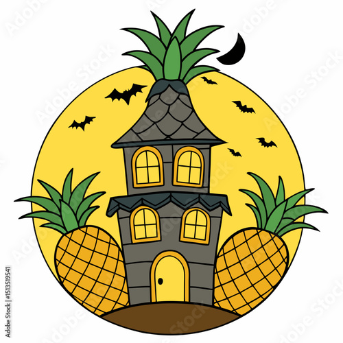 pineapple turned into a spooky haunted house