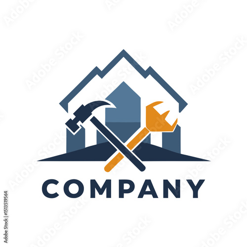 Construction repair home improvement company logo icon design