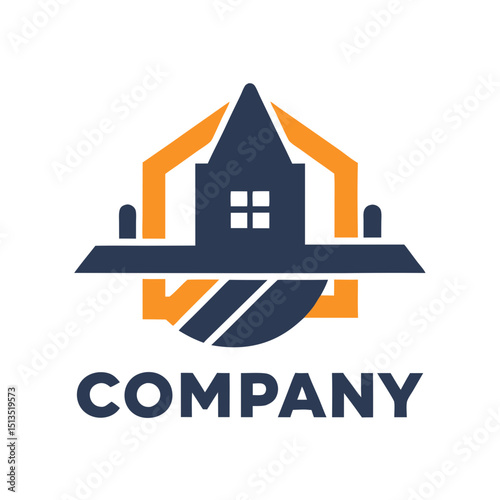 Abstract house construction logo design for real estate company