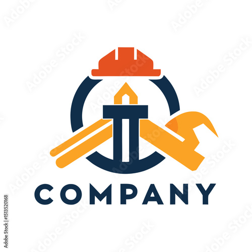 Construction and repair company logo vector concept design
