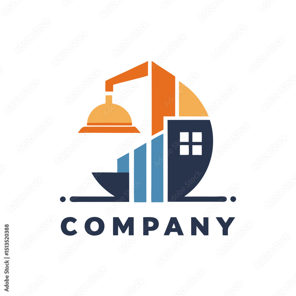 Naklejka premium Construction and Real Estate Logo in a Circular Shape