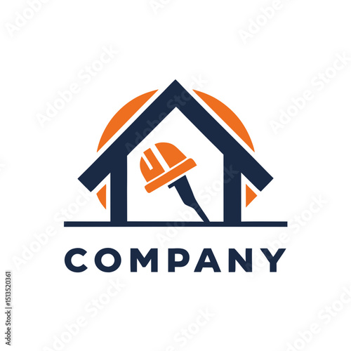Home repair company logo with hard hat design icon