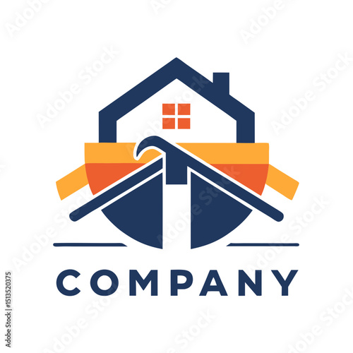 Construction and Repair Company Logo Icon with Symbolic Home