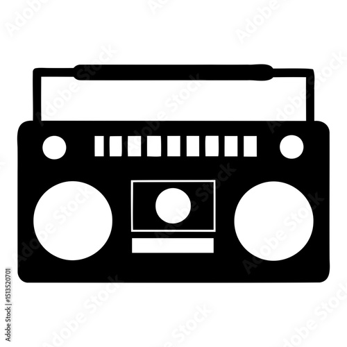 Old fashioned radio silhouette black vector image on no background