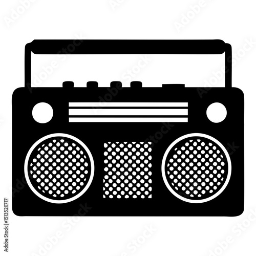 Radio black silhouette vector illustration on transparent background