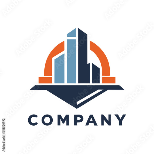 Abstract Cityscape Construction Logo Design for Modern Business