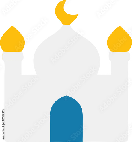 Mosque icon, ideal for religious and cultural designs depicting Islamic traditions and landmarks in travel materials.