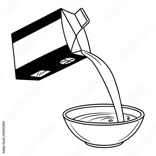 Pouring milk from carton into bowl illustration