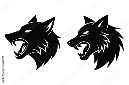 Monochrome wolf head silhouette vector for classic design projects