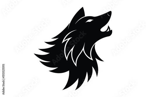 Wolf head silhouette vector with minimal lines for clean designs