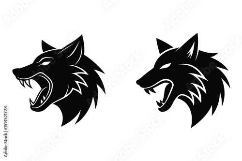 set of Creative wolf head silhouette vector