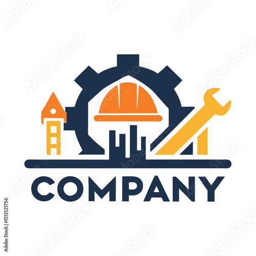 Construction and engineering company logo concept with simple design