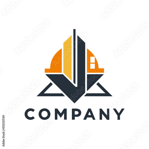 Construction company logo representing stability and architectural design