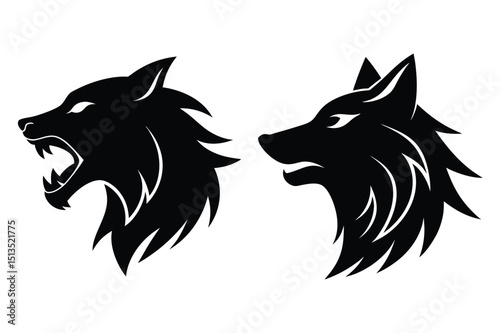 Vintage wolf head silhouette vector for retro design themes