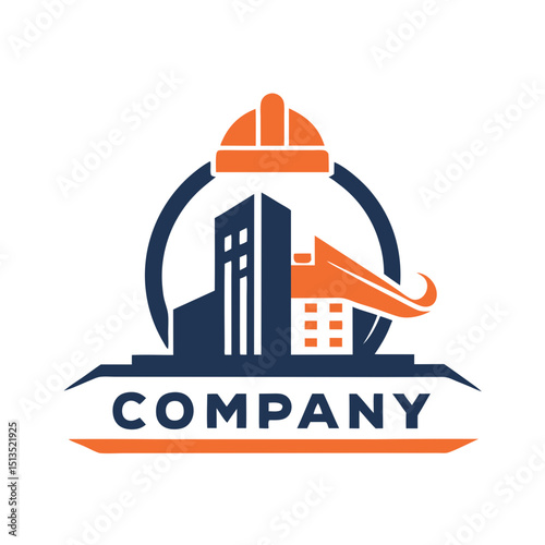 Construction and building company logo with hard hat graphic