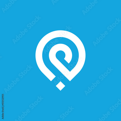 Pin Point Letter P Logo design vector template