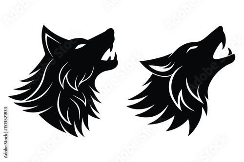 Wolf head silhouette vector with Black shapes for abstract art