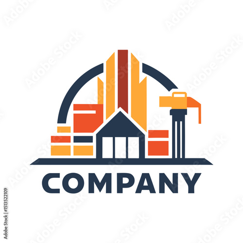 Construction company logo concept depicting building under construction