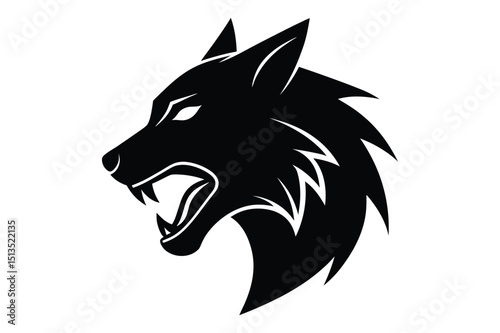 Minimalist wolf head silhouette vector for logos and tattoo designs