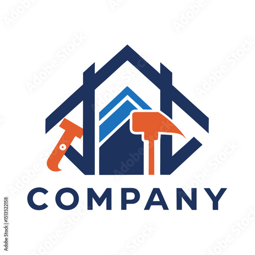 Construction and repair logo with house and tools