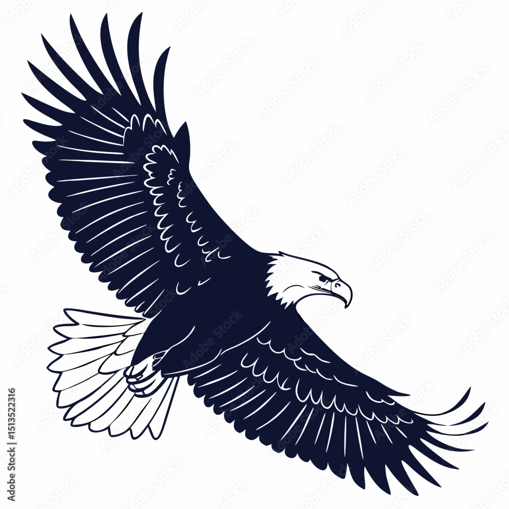 Obraz premium Majestic bald eagle in flight graphic illustration