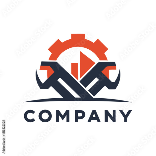 Modern Company Logo Design Combining Industrial Gear with Abstract Elements
