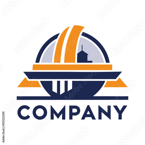 Modern logo design construction industry with building silhouette shape