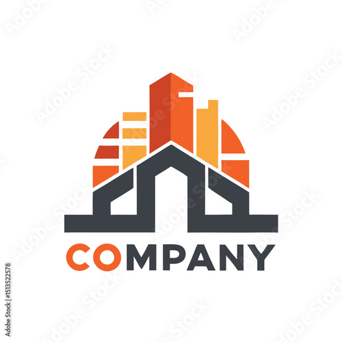 Abstract building logo design with strong architectural elements