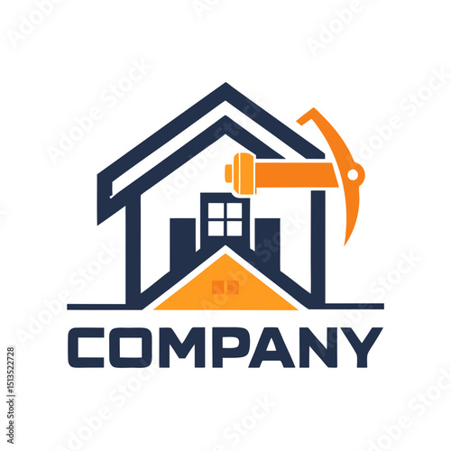Real estate construction and renovation company logo design concept