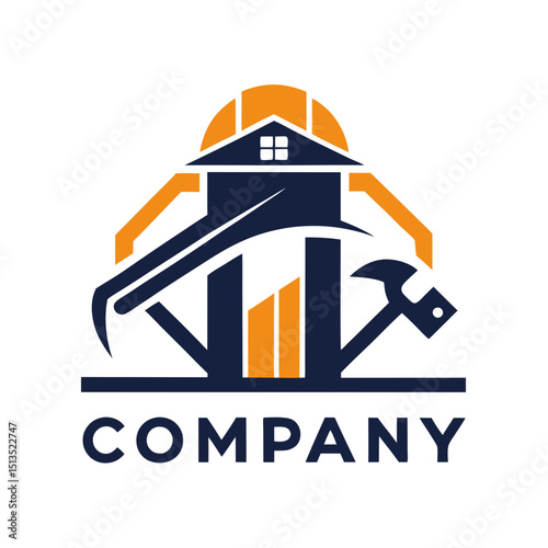 Construction renovation and property maintenance company logo design template