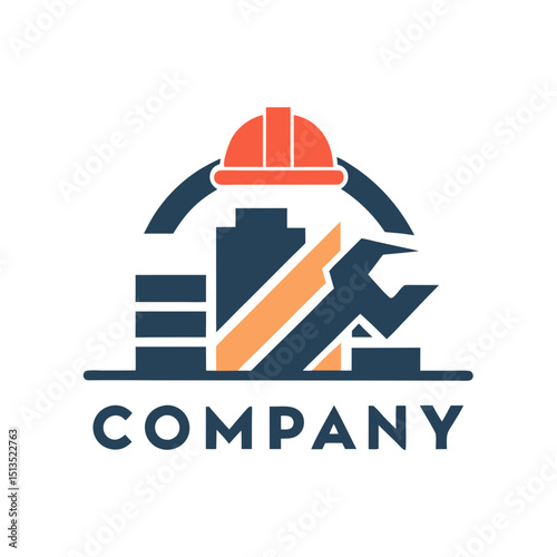Construction and repair company logo illustration in modern style