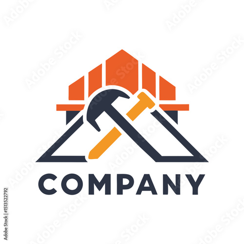 Construction and building business logo design illustration template