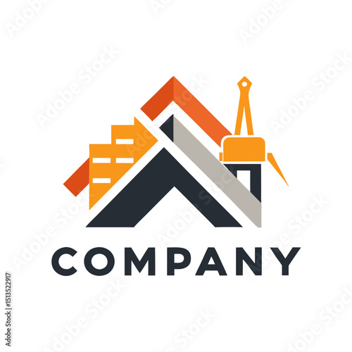 Construction and design logo for home improvement and building