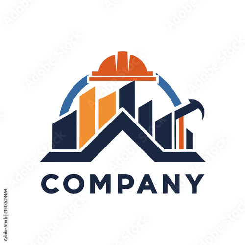 Construction architecture logo design with helmet and roof shape
