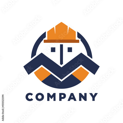 Construction company logo design with abstract builder visual identity