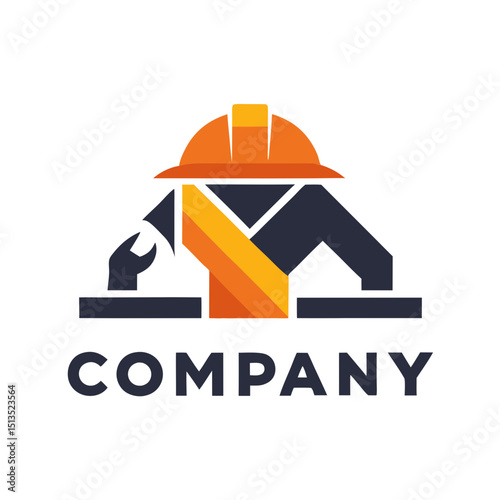 Professional repairman logo template with geometric flat design style