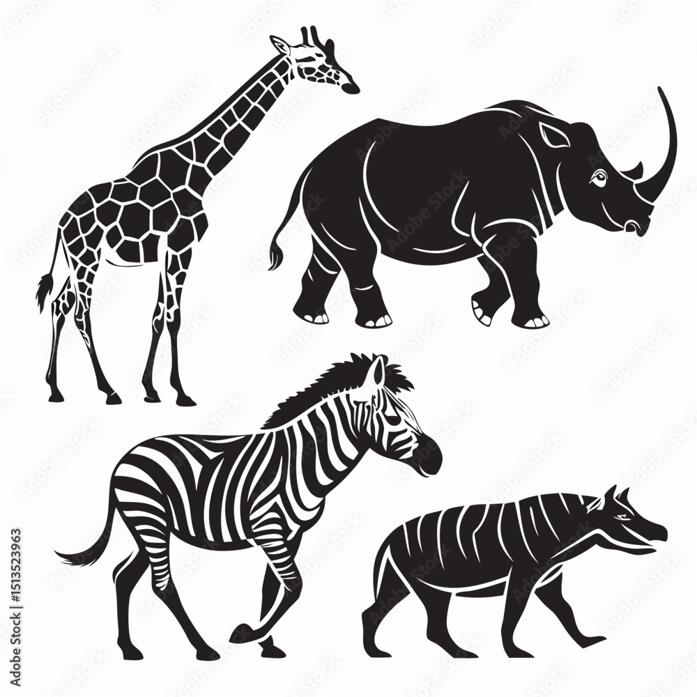 Fototapeta premium African safari animals silhouette set