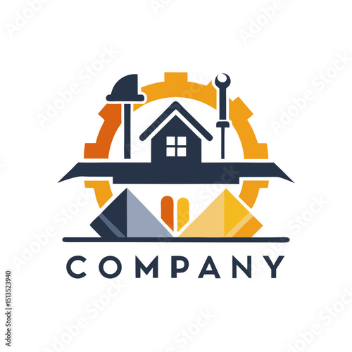 Construction and maintenance services company logo design with tools