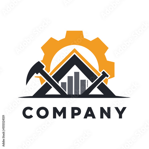 Abstract company logo depicting industry and financial growth trends