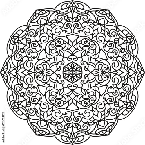 Floral and ethnic black mandala pattern vector illustration art on a white background
