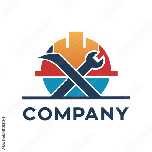 Professional logo design featuring hard hat and wrench tools
