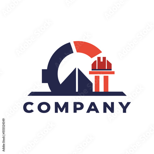 Construction and Engineering Company Logo Symbol with Hard Hat