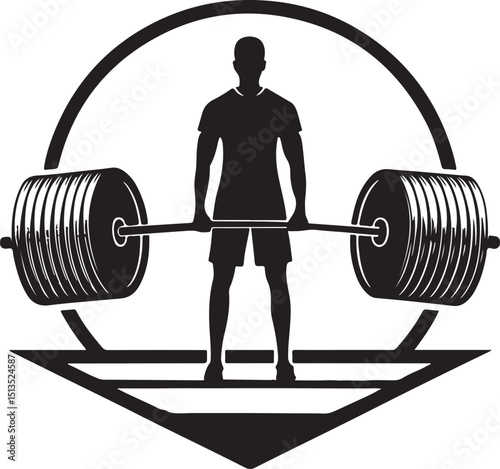 Heavy Dead lift Silhouette Art Strength Training Gym Poster Design
