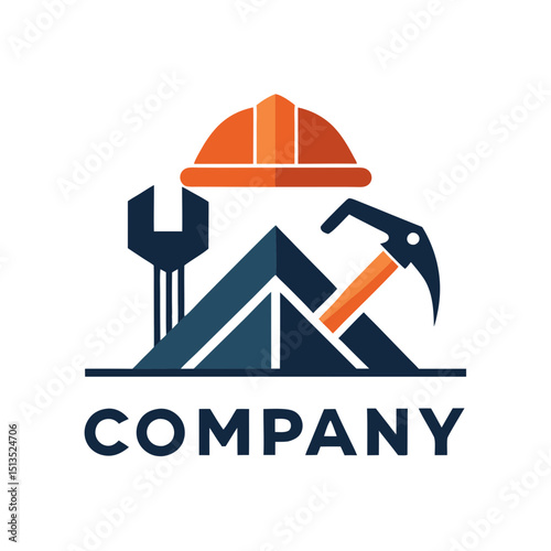 Construction and renovation company logo design vector template isolated