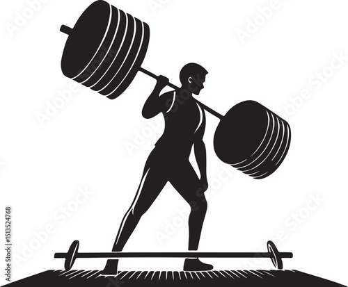 Heavy Dead lift Silhouette Art Strength Training Gym Poster Design
