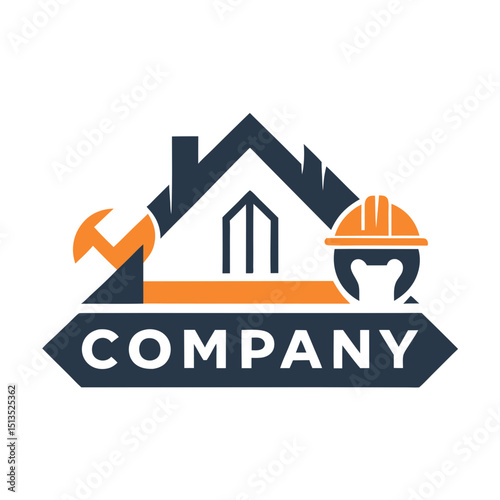 Home construction and repair company logo design illustration